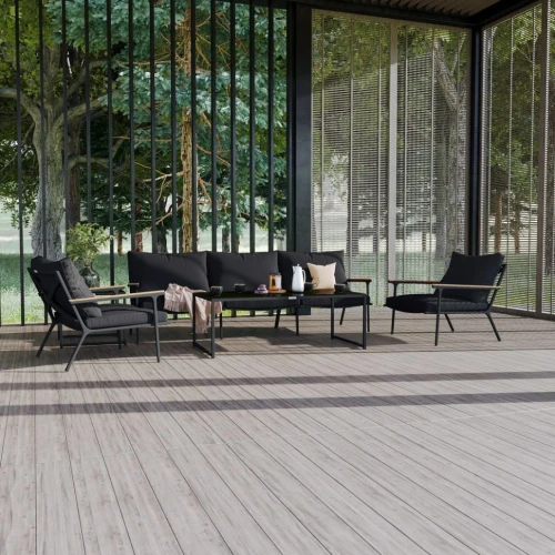 Лаунж зона FESTA черная с трехместным диваном