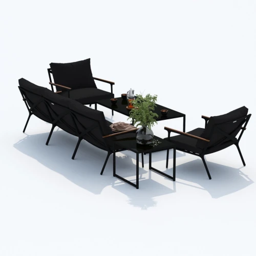 Лаунж зона FESTA черная с трехместным диваном