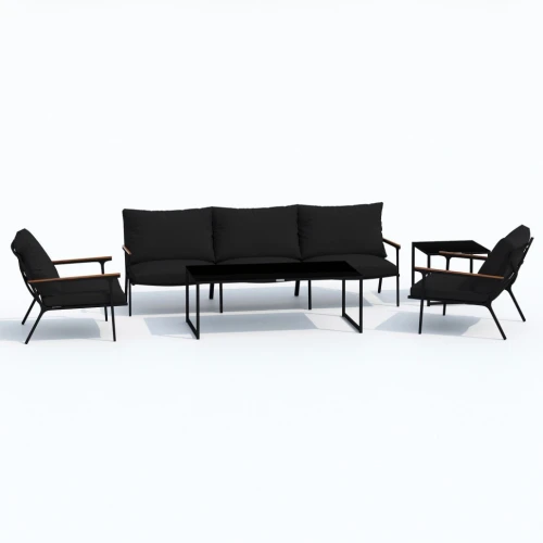 Лаунж зона FESTA черная с трехместным диваном