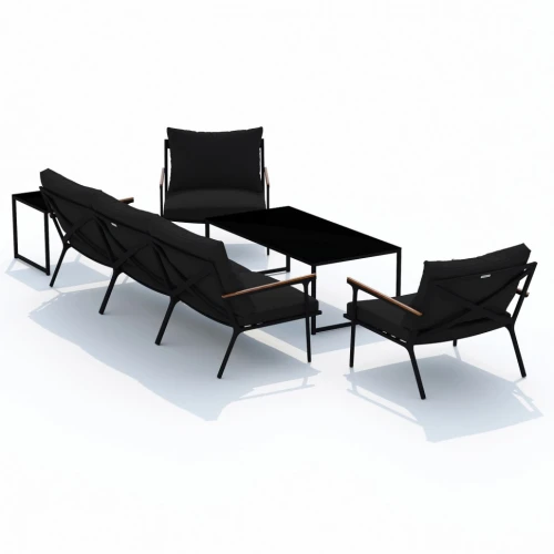 Лаунж зона FESTA черная с трехместным диваном