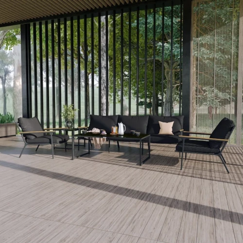 Лаунж зона FESTA черная с трехместным диваном