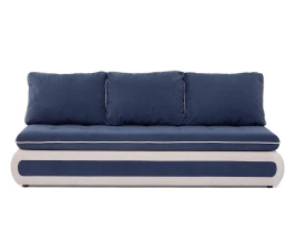 Диван прямой, еврокнижка "Оскар" 144, велюр синий, ППУ