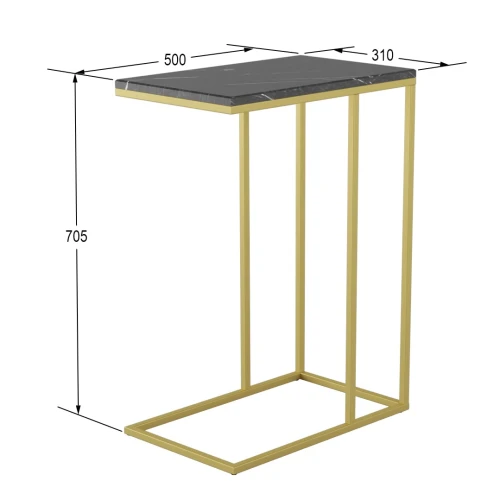 Стол придиванный Агами Голд черный мрамор/золото