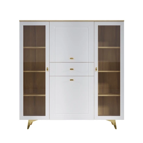 Шкаф-витрина Вега Сапфир 140, белый глянец