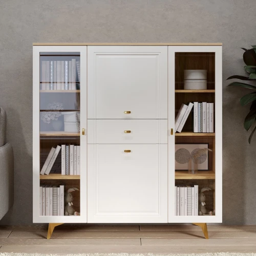 Шкаф-витрина Вега Сапфир 140, белый глянец