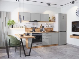 Прямая модульная кухня Фрейм-01 Grey Silk Дуб вотан 1782*2300*600