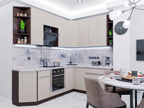 Угловая модульная кухня Фьюжн-04 Silky Grey