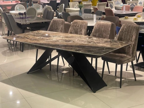 Стол DikLine SKY220 Керамика Amadeus/подстолье черное/опоры черные (2 уп.)