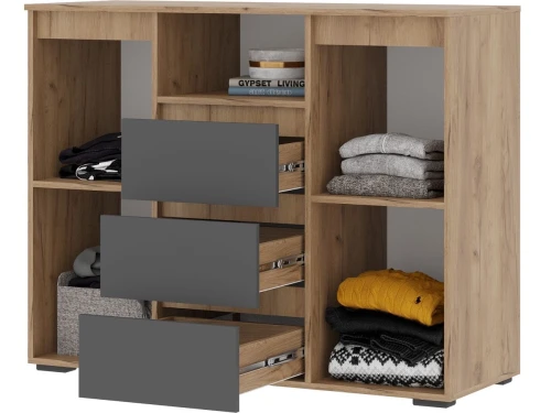 Комод «Хелен» КМ-01, графит/дуб крафт золотой