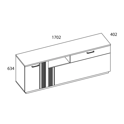 MATEO, Тумба RTV 2D1SN. Цвет БЕЛЫЙ / ДУБ НАВАРРА