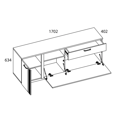 MATEO, Тумба RTV 2D1SN. Цвет БЕЛЫЙ / ДУБ НАВАРРА