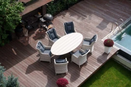 Набор: Лугано обед. стол + 6 кресел БЕРГАМО (цвет серый)