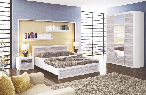 Кровать 160 с подъемником, OLIVIA,цвет вудлайн крем/дуб анкона