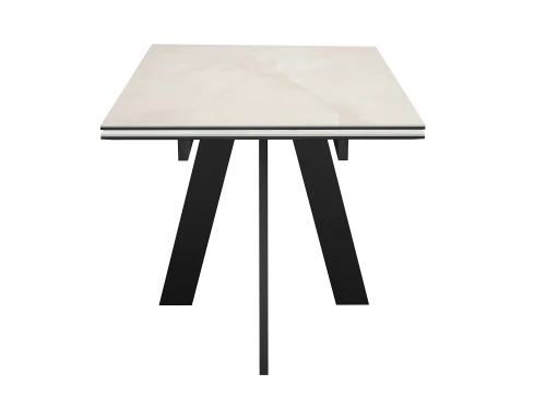 Стол DikLine DKM120 Керамика глянец белый Icelandic white jade (Ostra Bianco light)/подстолье черное