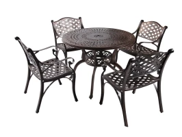 Обеденная группа из литого алюминия стол  ВУЛКАН и 4 кресла Лион