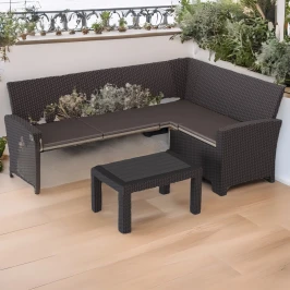 Комплект садовой мебели с угловым диваном Калифорния “California“ 188х136 см 4 места с  подушкам и кофейным столиком