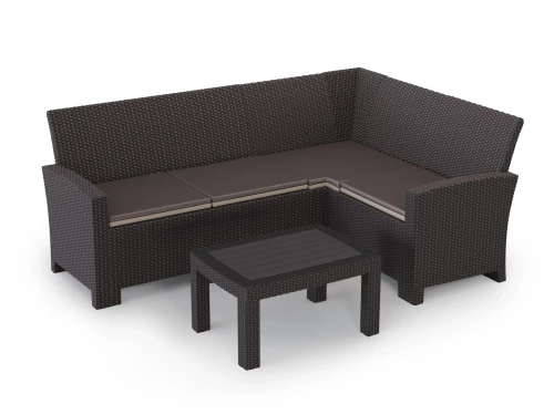 Комплект садовой мебели с угловым диваном Калифорния “California“ 188х136 см 4 места с  подушкам и кофейным столиком