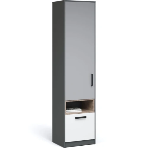 Шкаф-пенал «Квадро» 50 1д1ящ, Антрацит/Дуб эндгрейн/Шиншилла/Белый