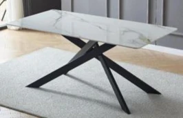 DT330 Стол обеденный Lauren black gold 200*80*76, керамическая столешница, основание металл черный