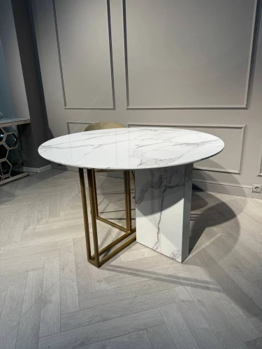 Стол обеденный Веспер F-1171-1, 120х120х76 см, белый мрамор