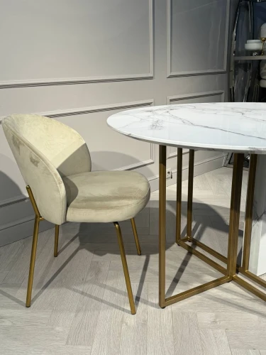 Стол обеденный Веспер F-1171-1, 120х120х76 см, белый мрамор