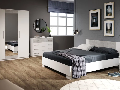 Спальня «Аврора» 3дв шк, Белый/Ателье светлый