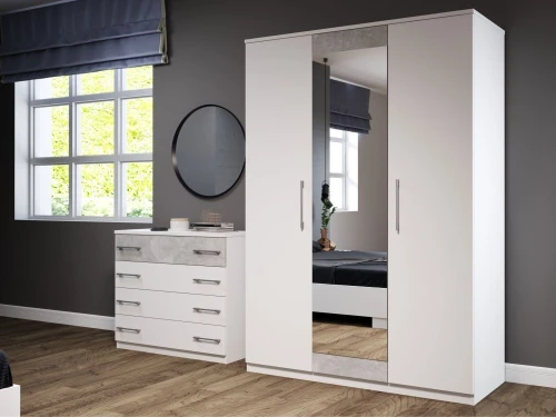 Спальня «Аврора» 3дв шк, Белый/Ателье светлый