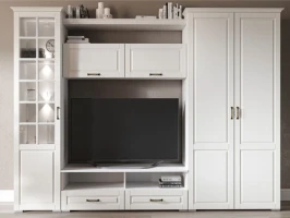 Гостиная «Лацио» со шкафом, Белый/Белое дерево