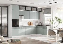 Кухня Оливия NEW 3,0х1,8м, Шарли Бриз, Белый