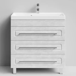 Тумба Арабеска 80 напольный, Белый камень ПВХ 57805 Vodok с раковиной в комплекте