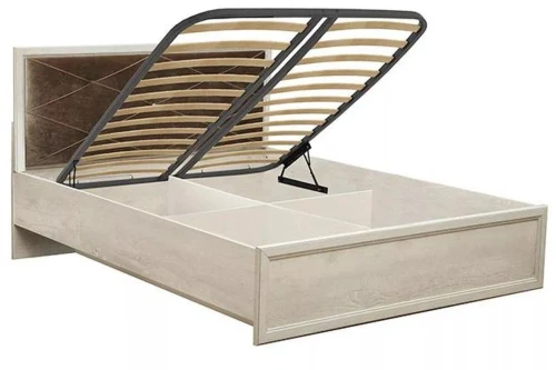 Кровать Сохо 32.26-01 (1400)с под. мех. бетон белый/бетон патина