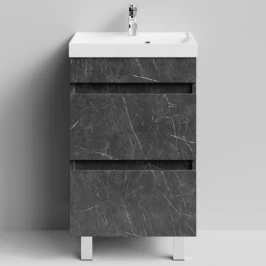 Тумба Бест 50  напольный, Мрамор Графит софт тач ПВХ 4044-3 Vodok с раковиной в комплекте