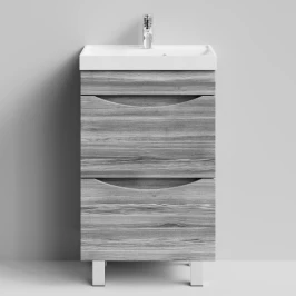 Тумба Лайт 50 напольный, Лиственница структурная контрастно-серая ПВХ 64202 Vodok с раковиной в комплекте