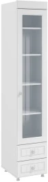 Шкаф-пенал 1дв. (гл.560) со стеклом и ящиками Монако МН-36 белое дерево