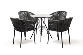 "Конте" обеденная группа на 4 персоны, круглый стол, цвет "серый гранит"