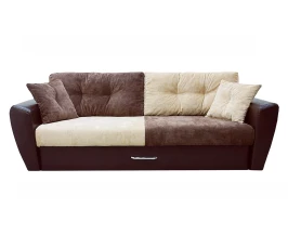 Диван еврокнижка Амстердам 160 ЛЮКС 03 ВЕЛЮР КОМБИ ЭКОКОЖА КОРИЧНЕВАЯ НПБ