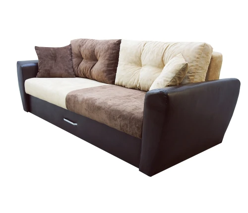 Диван еврокнижка Амстердам 160 ЛЮКС 03 ВЕЛЮР КОМБИ ЭКОКОЖА КОРИЧНЕВАЯ НПБ