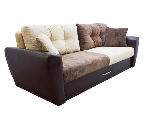 Диван еврокнижка Амстердам 160 ЛЮКС 03 ВЕЛЮР КОМБИ ЭКОКОЖА КОРИЧНЕВАЯ НПБ