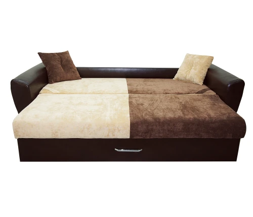 Диван еврокнижка Амстердам 160 ЛЮКС 03 ВЕЛЮР КОМБИ ЭКОКОЖА КОРИЧНЕВАЯ НПБ