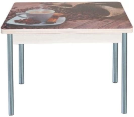 Симпл фотопечать стол обеденный раскладной / чашка кофе/дуб молочный/металлик