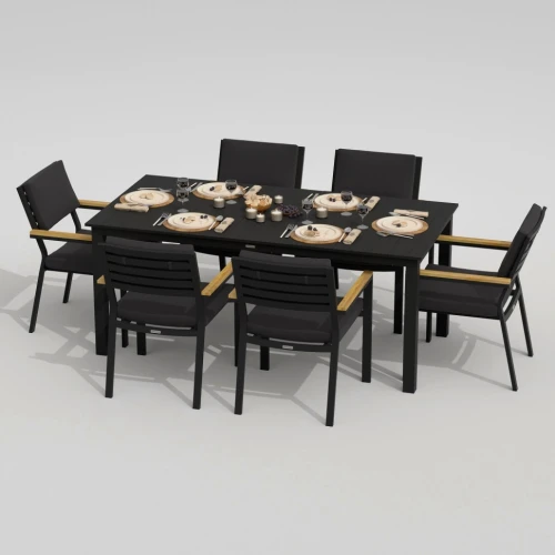 Обеденная группа DOLLA BONTA каркас карбон / стол алюминий 180 / ткань антрацит