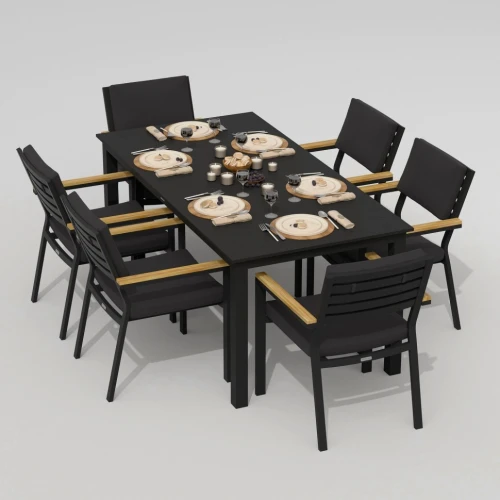 Обеденная группа DOLLA BONTA каркас карбон / стол алюминий 180 / ткань антрацит