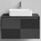 Тумба Соло 90, пример RAL 9005 Чёрный янтарь, матовая, 1 ящик, подвесной Vodok с раковиной в комплекте