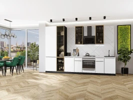 Кухонный гарнитур Фьюжн-08 Silky White-Graphite