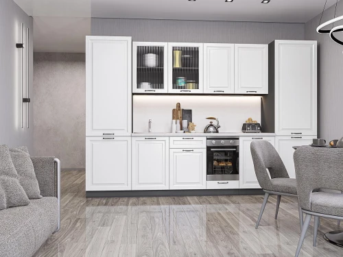 Прямая модульная кухня Ницца Royal-01 Blanco Graphite 2140*3150*600