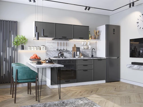 Прямая модульная кухня Фрейм-01 Stormy Silk Белый 1782*2300*600