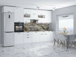 Прямая модульная кухня Фрейм-04 White Silk Белый 2340*3600*600