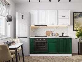 Прямая модульная кухня Дублин-01 Special White/Special Green Белый 2140*1900*600