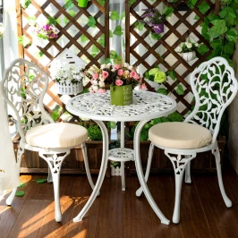 Кофейный комплект из литого алюминия Листья(Leaves)  -  Белый