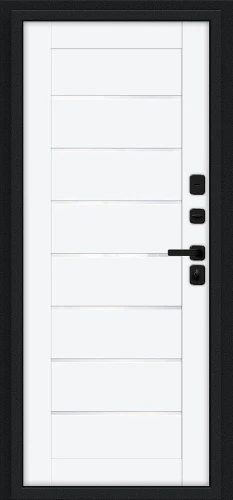 Входная дверь BRAVO Техно Д2/SBlack Букле черное/White Silk